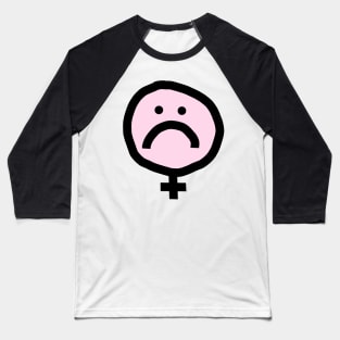 Female Pink Unhappy Smiley Face Baseball T-Shirt